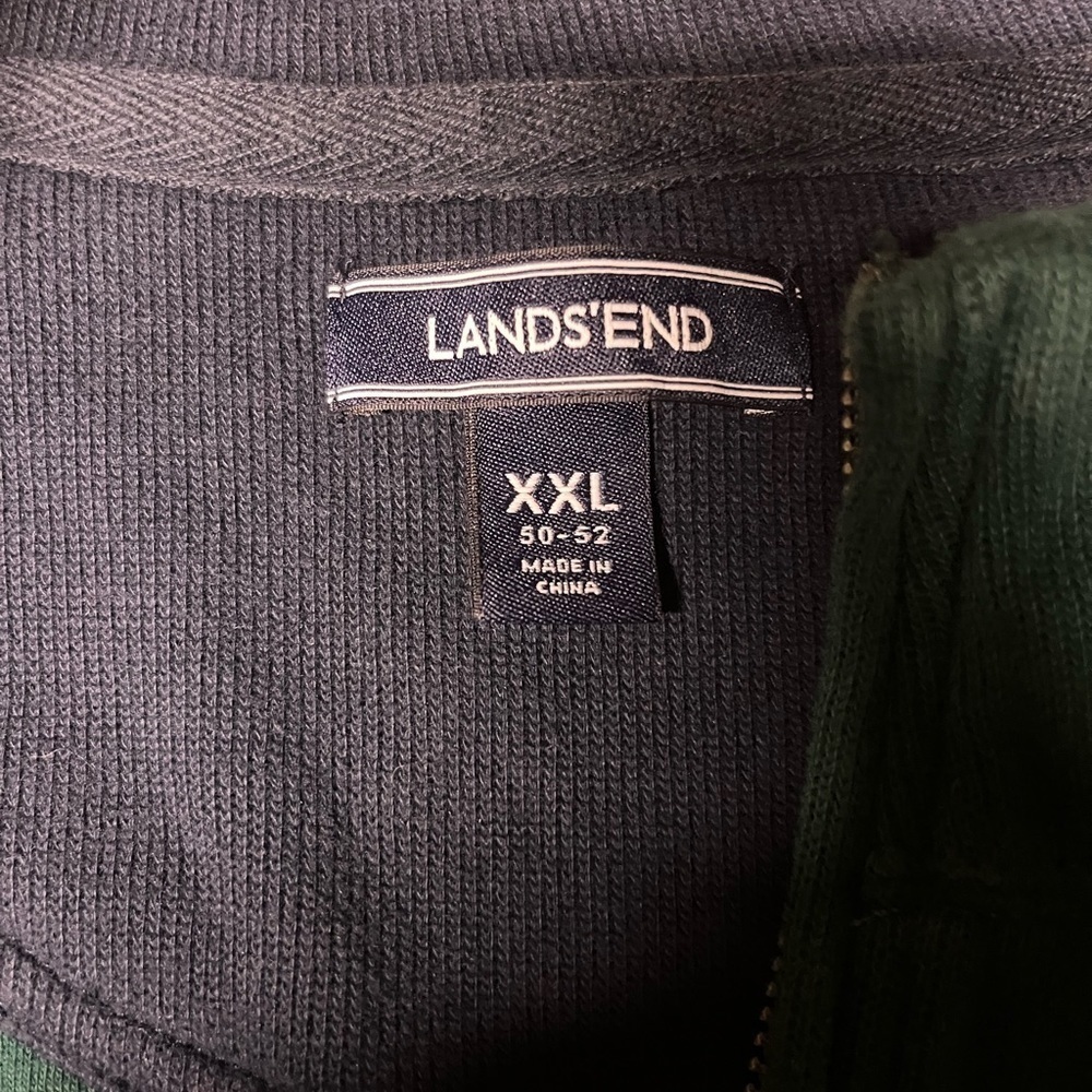 Lands End Pullover Sweater - Green - Quarter Zip - Mens Size XX-Large Regular - Picture 2 of 4